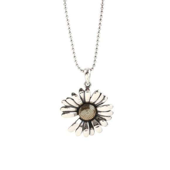 NEW 925 Sterling Silver Retro Daisy Necklace - Picture 8 of 8